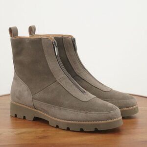 NEW Vionic Estilo Womens Ankle Boots Center Zip Taupe Gray Suede Waterproof 10